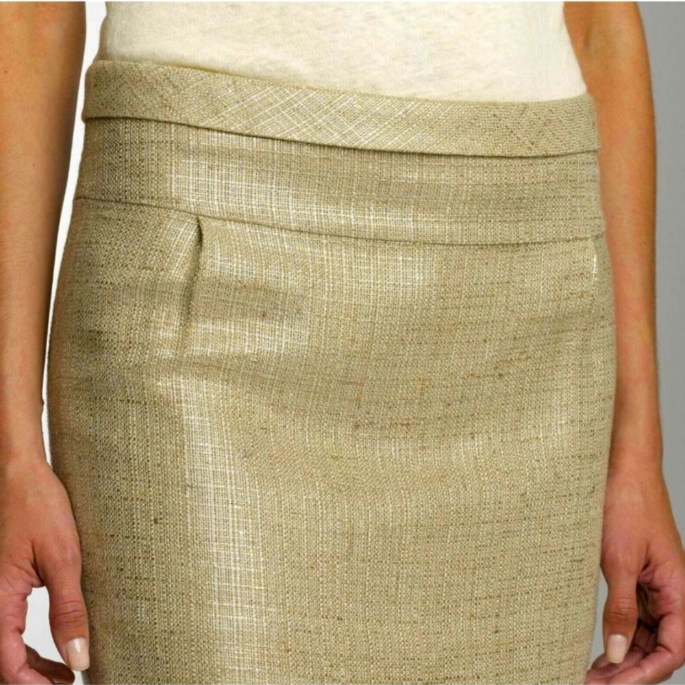 J.Crew Gold Mica Tweed Fold Over Waist Textured Skirt Size (4)